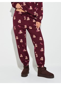 Sinsay - Spodnie jogger ze wzorem - bordowy ze sklepu Sinsay w kategorii Spodnie damskie - zdjęcie 187634549