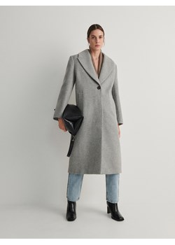 Reserved - Wełniany płaszcz - jasnoszary ze sklepu Reserved w kategorii Płaszcze damskie - zdjęcie 187635727