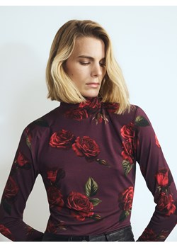 Reserved - Bluzka w róże - ciemnofioletowy ze sklepu Reserved w kategorii Bluzki damskie - zdjęcie 187635815