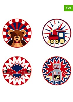 Trendy Kitchen by EXCÉLSA Podkładki (4 szt.) w kolorze czerwono-granatowym - Ø 10,5 cm ze sklepu Limango Polska w kategorii Akcesoria kuchenne - zdjęcie 187636917