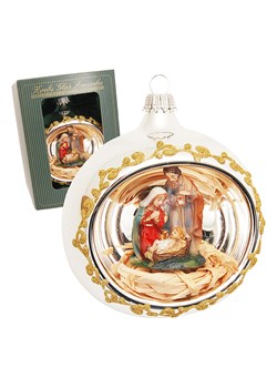 Krebs Glas Lauscha Bombka w kolorze srebrnym ze wzorem - Ø 8 cm ze sklepu Limango Polska w kategorii Dekoracje bożonarodzeniowe - zdjęcie 187636956