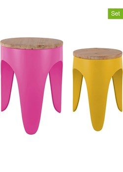 Leitmotiv Hockery (2 szt.) &quot;Funky&quot; w kolorze różowo-żółtym ze sklepu Limango Polska w kategorii Pufy i siedziska - zdjęcie 187637267