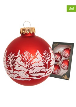 Krebs Glas Lauscha Bombki (4 szt.) w kolorze czerwonym - Ø 7 cm ze sklepu Limango Polska w kategorii Dekoracje bożonarodzeniowe - zdjęcie 187637465