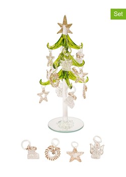 Krebs Glas Lauscha 12-częściowy zestaw dekoracyjny w kolorze złoto-zielonym - wys. 20 cm ze sklepu Limango Polska w kategorii Dekoracje bożonarodzeniowe - zdjęcie 187637466