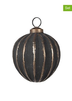 Clayre &amp; Eef Bombki (2 szt.) w kolorze złoto-czarnym - Ø 8 cm ze sklepu Limango Polska w kategorii Dekoracje bożonarodzeniowe - zdjęcie 187637639