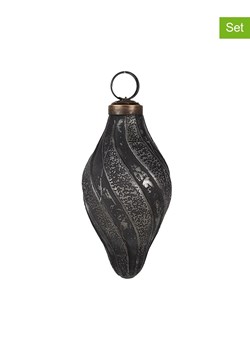 Clayre &amp; Eef Bombki (2 szt.) w kolorze srebrno-czarnym - wys 11 x Ø 6 cm ze sklepu Limango Polska w kategorii Dekoracje bożonarodzeniowe - zdjęcie 187637646