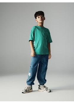 Reserved - Bawełniany t-shirt - morski ze sklepu Reserved w kategorii T-shirty chłopięce - zdjęcie 187640906