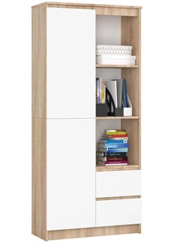 Regał skandynawski na książki sonoma dąb + biały F3-K79 ze sklepu Edinos.pl w kategorii Regały i witryny - zdjęcie 187641539