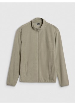 Męski polar rozpinany bez kaptura 4F 4FWSS25TFLEM320 - oliwkowy ze sklepu Sportstylestory.com w kategorii Bluzy męskie - zdjęcie 187642075