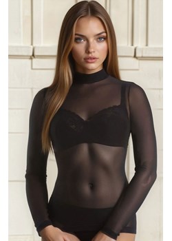 Golf damski przezroczysty siateczkowy czarny 169320, Kolor czarny, Rozmiar XS, Teyli ze sklepu Primodo w kategorii Bluzki damskie - zdjęcie 187642369