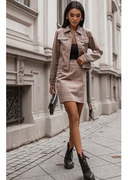 Beżowy sztruksowy komplet damski Rubi 379, Kolor beżowy, Rozmiar S, Ivon ze sklepu Primodo w kategorii Spódnice - zdjęcie 187642478