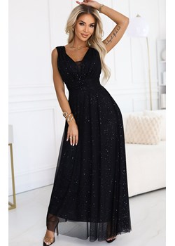 Połyskująca długa sukienka z brokatowym akcentem czarna 637-2, Kolor czarny, Rozmiar one size, NUMOCO BASIC ze sklepu Primodo w kategorii Sukienki - zdjęcie 187642535