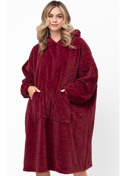 Ciepła kocobluza unisex z kapturem Reno, Kolor bordowy, Rozmiar uniwersalny, Italian Fashion ze sklepu Intymna w kategorii Szlafroki damskie - zdjęcie 187642965