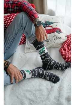 Skarpetki świąteczne męskie bordowe Samochód z choinką 1290.030, Kolor ciemny melanż, Rozmiar 38-41, Milena ze sklepu Intymna w kategorii Skarpetki męskie - zdjęcie 187642989