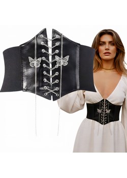 SZEROKI PASEK PAS GORSET ZAPINANY NA NAPY motylki ze sklepu PROMESSO w kategorii Paski damskie - zdjęcie 187643529