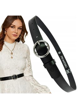 Stylowy Pasek Damski Skóra naturalna  CZARNY + pudełko ECO ze sklepu PROMESSO w kategorii Paski damskie - zdjęcie 187643576