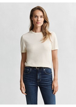 Gant Damski sweter z krótkim rękawem i zawartością kaszmiru Kobiety Bawełna granatowy jednolity ze sklepu vangraaf w kategorii Swetry damskie - zdjęcie 187643665