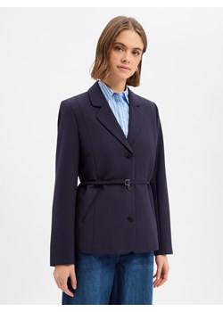 Msch Copenhagen Marynarka damska - MSCHFreylia Kobiety Sztuczne włókno granatowy jednolity ze sklepu vangraaf w kategorii Marynarki damskie - zdjęcie 187643678