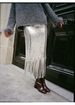 Reserved - Cekinowa spódnica z frędzlami - srebrny ze sklepu Reserved w kategorii Spódnice - zdjęcie 187643788