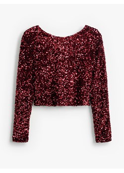 Mohito - Cekinowa bordowa bluzka z kokardkami - kasztanowy ze sklepu Mohito w kategorii Bluzki damskie - zdjęcie 187644618
