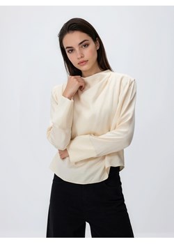 Reserved - Bluzka z lyocellem - kremowy ze sklepu Reserved w kategorii Bluzki damskie - zdjęcie 187644749