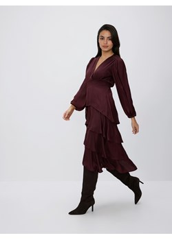 Reserved - Sukienka maxi w groszki - bordowy ze sklepu Reserved w kategorii Sukienki - zdjęcie 187644847