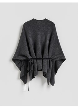 Reserved - Sweter ponczo z paskiem - ciemnoszary ze sklepu Reserved w kategorii Swetry damskie - zdjęcie 187644929