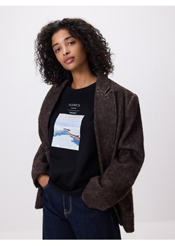 Reserved - Bawełniany t-shirt z nadrukiem - czarny ze sklepu Reserved w kategorii Bluzki damskie - zdjęcie 187644955