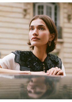 Reserved - Wiązany kołnierz z cekinami i ozdobnym haftem - czarny ze sklepu Reserved w kategorii Dodatki damskie - zdjęcie 187645009