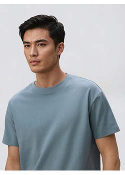 Reserved - Bawełniany t-shirt boxy - jasnoszary ze sklepu Reserved w kategorii T-shirty męskie - zdjęcie 187645275