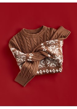 Reserved - Sweter z warkoczowym splotem - brązowy ze sklepu Reserved w kategorii Swetry męskie - zdjęcie 187647409