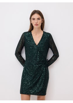 Reserved - Cekinowa sukienka mini - zielony ze sklepu Reserved w kategorii Sukienki - zdjęcie 187647816