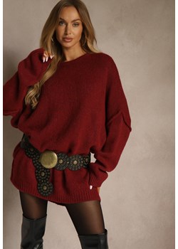 Bordowy Sweter Oversize z Wełną i Wiskozą Fedolina ze sklepu renee.pl w kategorii Swetry damskie - zdjęcie 187648125