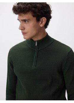 Reserved - Sweter z rozpinaną stójką - ciemnozielony ze sklepu Reserved w kategorii Swetry męskie - zdjęcie 187649559
