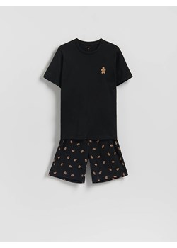 Reserved - Dwuczęściowa piżama ze świątecznym motywem - czarny ze sklepu Reserved w kategorii Piżamy męskie - zdjęcie 187649707