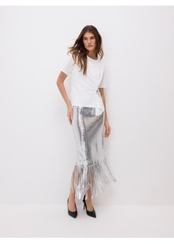 Reserved - Cekinowa spódnica z frędzlami - srebrny ze sklepu Reserved w kategorii Spódnice - zdjęcie 187649725