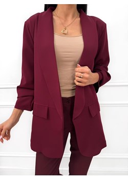 Burgundowa Marynarka Oversize ze sklepu ModnaKiecka.pl w kategorii Marynarki damskie - zdjęcie 187651735