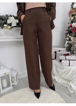Czekoladowe Eleganckie Spodnie z Prostymi Nogawkami ze sklepu ModnaKiecka.pl w kategorii Spodnie damskie - zdjęcie 187651875