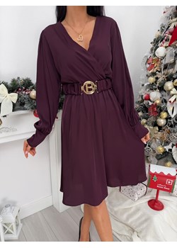 Burgundowa Kopertowa Sukienka ze sklepu ModnaKiecka.pl w kategorii Sukienki - zdjęcie 187651917