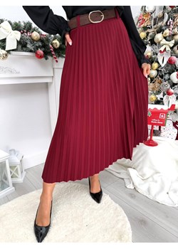 Bordowa Plisowana Spódnica Midi ze sklepu ModnaKiecka.pl w kategorii Spódnice - zdjęcie 187651965