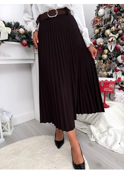 Czekoladowa Plisowana Spódnica Midi ze sklepu ModnaKiecka.pl w kategorii Spódnice - zdjęcie 187651979