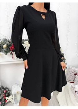 Czarna Rozkloszowana Sukienka ze sklepu ModnaKiecka.pl w kategorii Sukienki - zdjęcie 187651986