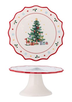 Bloomingville Etażerka &quot;Naive Cake&quot; w kolorze kremowo-czerwono-zielonym - wys. 9 x Ø 21 cm ze sklepu Limango Polska w kategorii Misy i tace dekoracyjne - zdjęcie 187652627