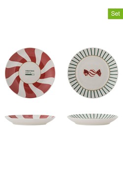 Bloomingville Talerze (2 szt.) w kolorze biało-czerwono-zielonym na pieczywo - Ø 12,5 cm ze sklepu Limango Polska w kategorii Naczynia - zdjęcie 187652636