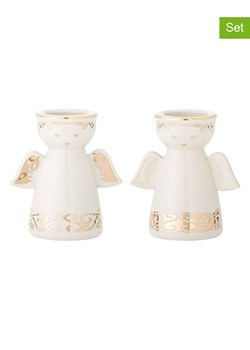 Bloomingville Świeczniki (2 szt.) &quot;Faella&apos;&apos; w kolorze złoto-białym - wys. 12 x Ø 11 cm ze sklepu Limango Polska w kategorii Świeczniki - zdjęcie 187652645