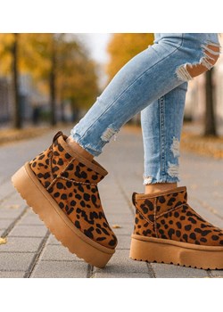 Krótkie kozaki śniegowce eskimoski Leopard /G9-3 18535 G284/ ze sklepu Pantofelek24.pl w kategorii Śniegowce damskie - zdjęcie 187660619