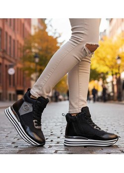 Zimowe botki sportowe damskie czarne /G5-1 18550 W18-47/ ze sklepu Pantofelek24.pl w kategorii Botki - zdjęcie 187660649