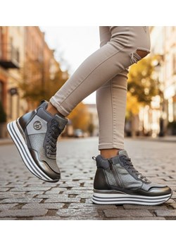 Zimowe botki sportowe damskie srebrne /A4-1 18551 W18-47/ ze sklepu Pantofelek24.pl w kategorii Botki - zdjęcie 187660657