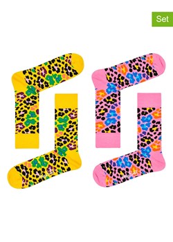 Happy Socks Skarpety (2 pary) "Leopard" w kolorze jasnoróżowo-żółtym ze sklepu Limango Polska w kategorii Skarpetki męskie - zdjęcie 187660719