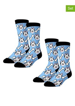 Lucky Socks Skarpety (2 pary) w kolorze błękitno-biało-czarnym ze sklepu Limango Polska w kategorii Skarpetki męskie - zdjęcie 187660738
